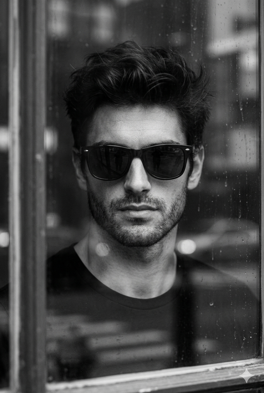 Result 1 for Noir Glass Gaze AI Photo Editing Prompt