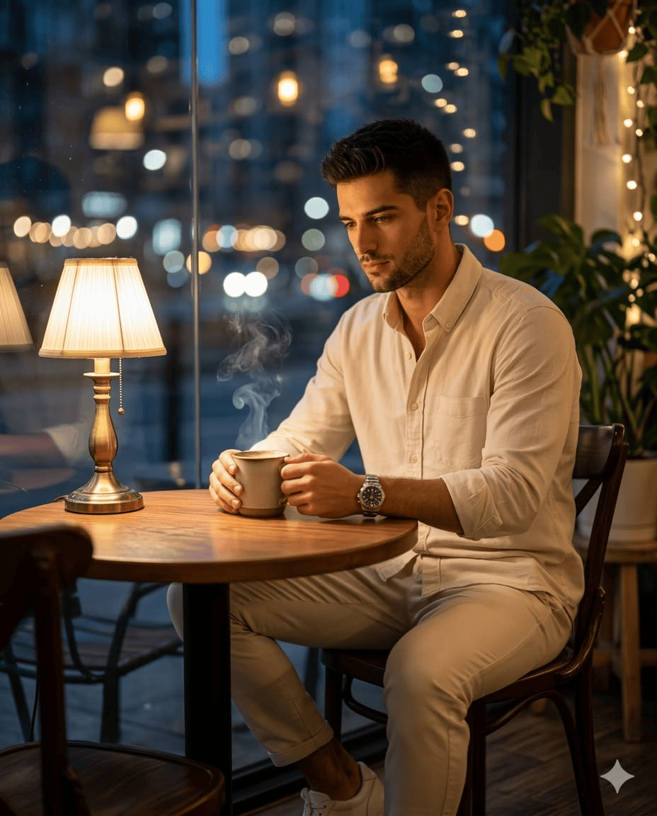 Result 1 for Luxury Cafe Gentleman AI Photo Editing Prompt