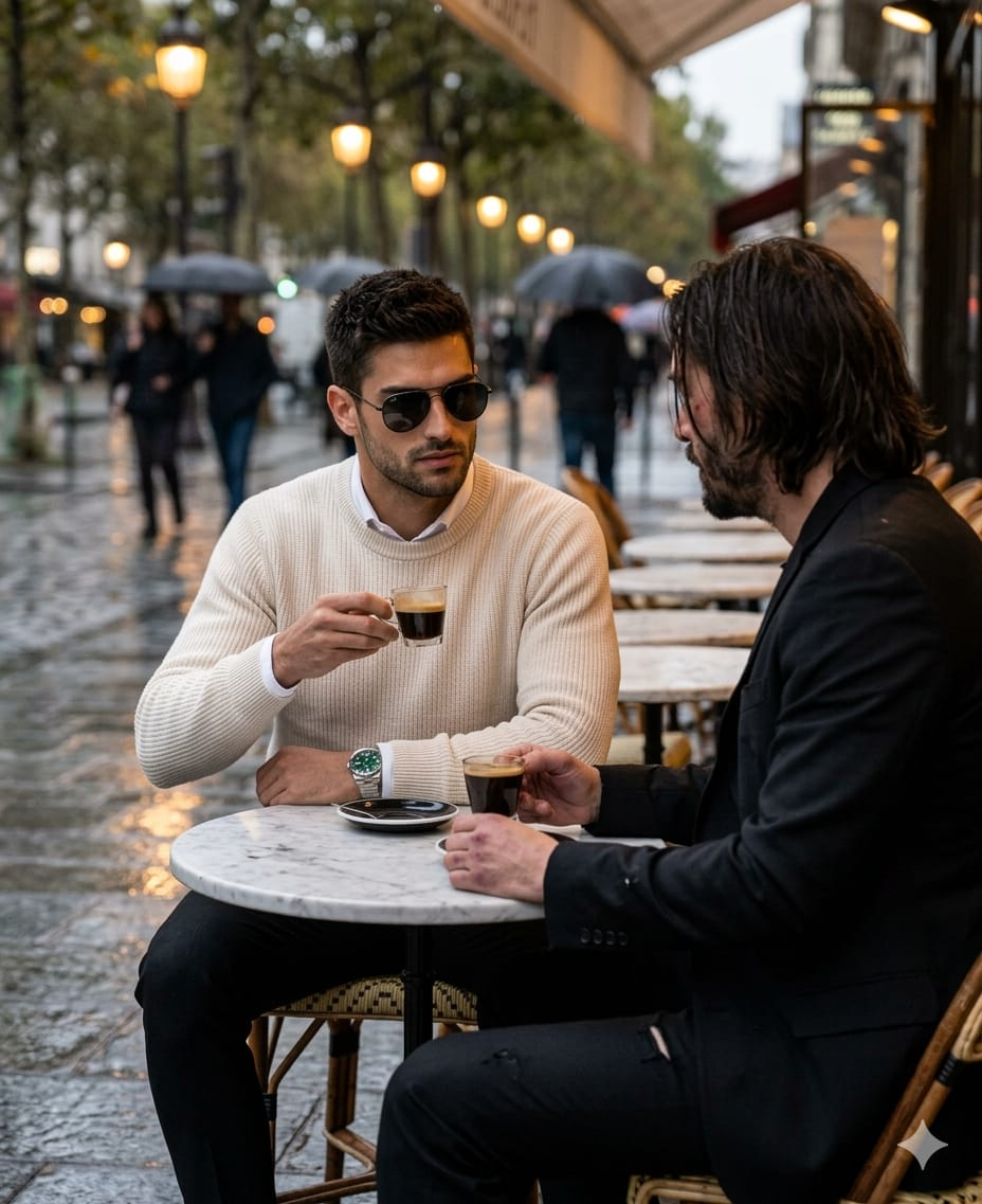 Result 1 for Paris Cafe Standoff AI Photo Editing Prompt