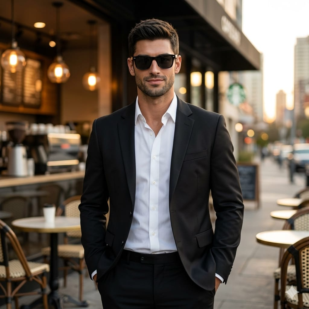 Result 1 for Golden Hour Gentleman AI Photo Editing Prompt