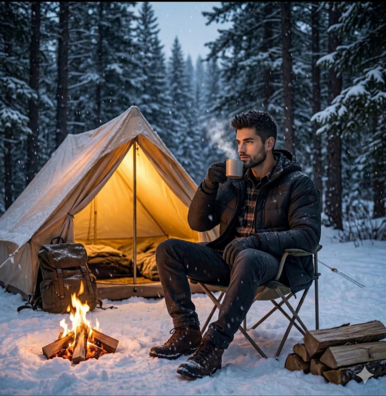 Result 1 for Snowy Forest Camp AI Photo Editing Prompt