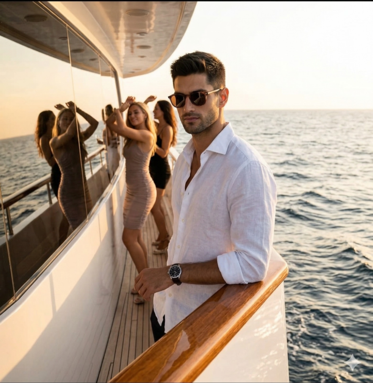 Result 1 for Sunset Yacht Party AI Photo Editing Prompt