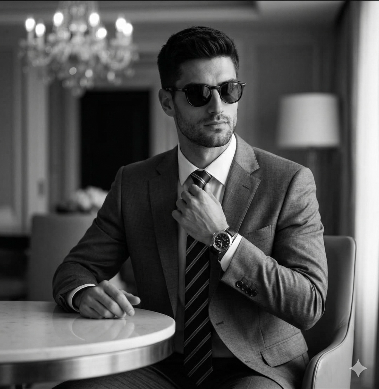 Result 1 for Monochrome Luxury Gentleman AI Photo Editing Prompt