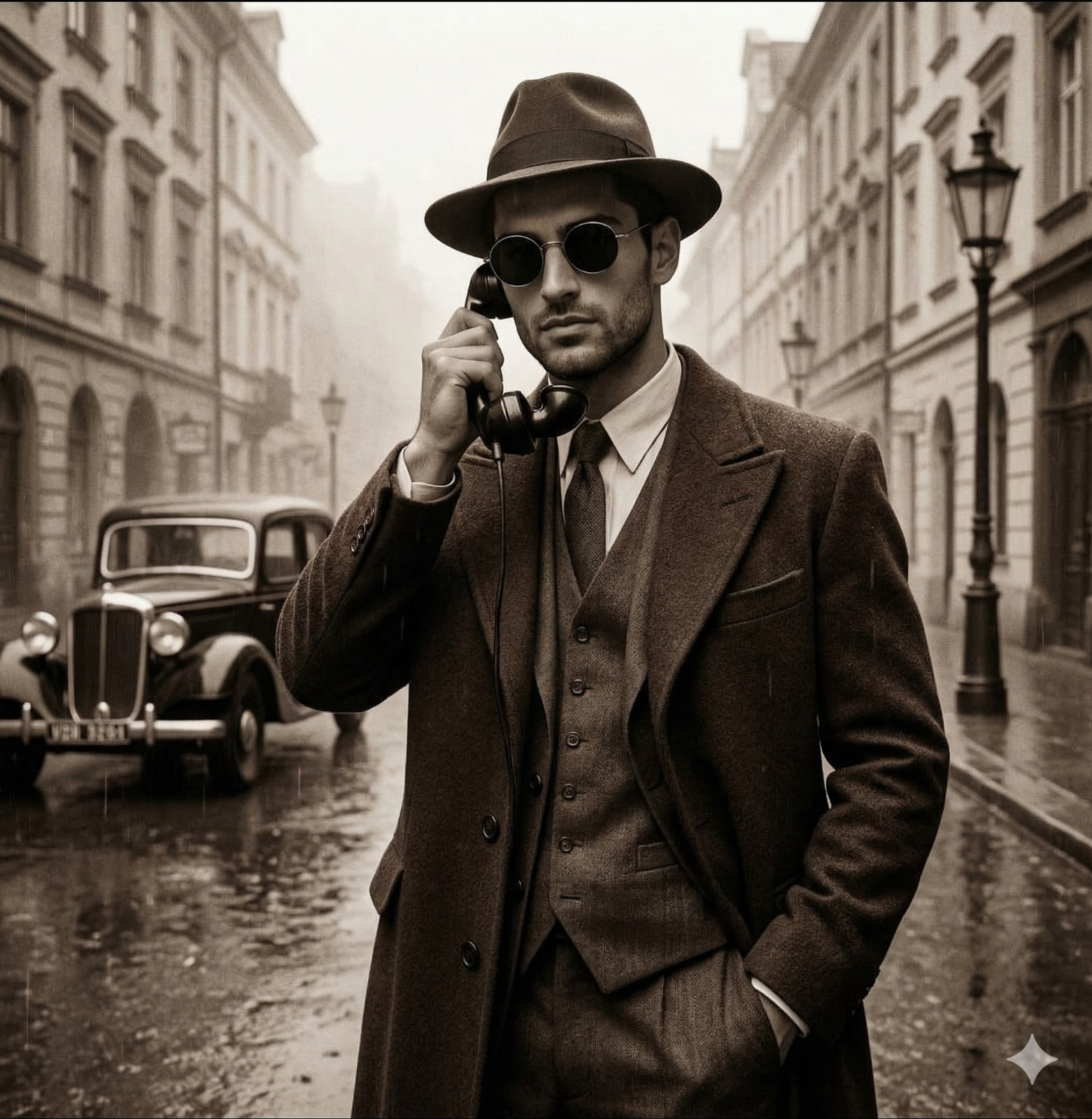 Result 1 for Sepia Noir Gentleman AI Photo Editing Prompt
