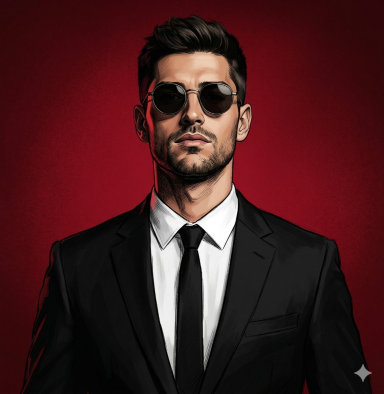 Result 1 for Crimson Noir Gentleman AI Photo Editing Prompt