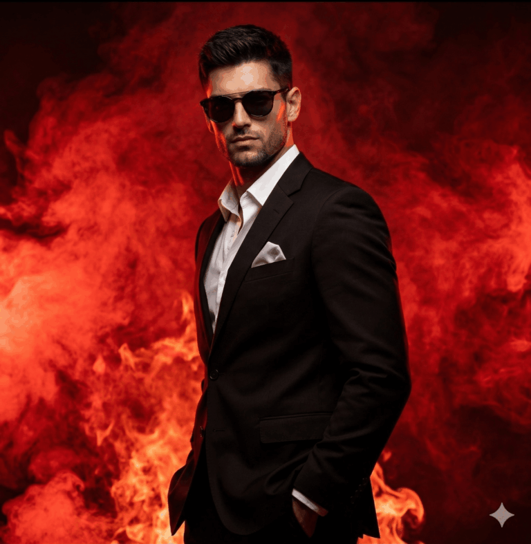 Result 1 for Crimson Power Gentleman AI Photo Editing Prompt