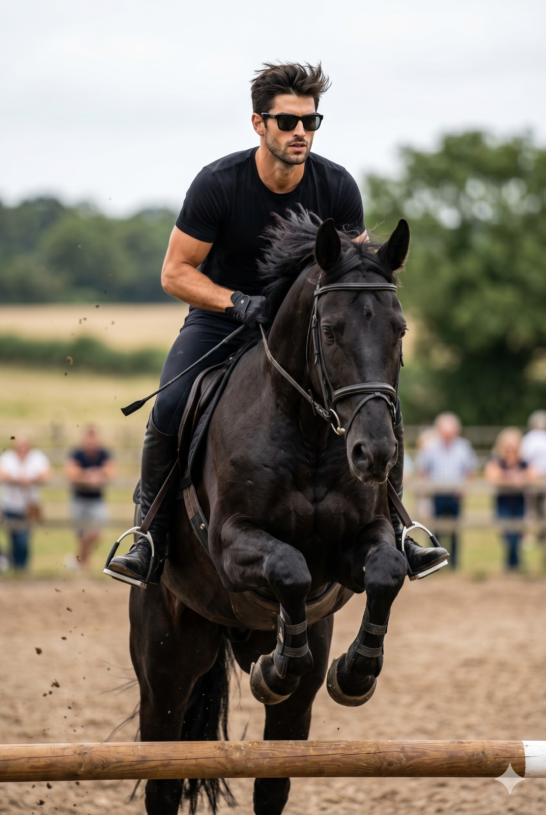 Result 1 for Equestrian Adrenaline Leap AI Photo Editing Prompt