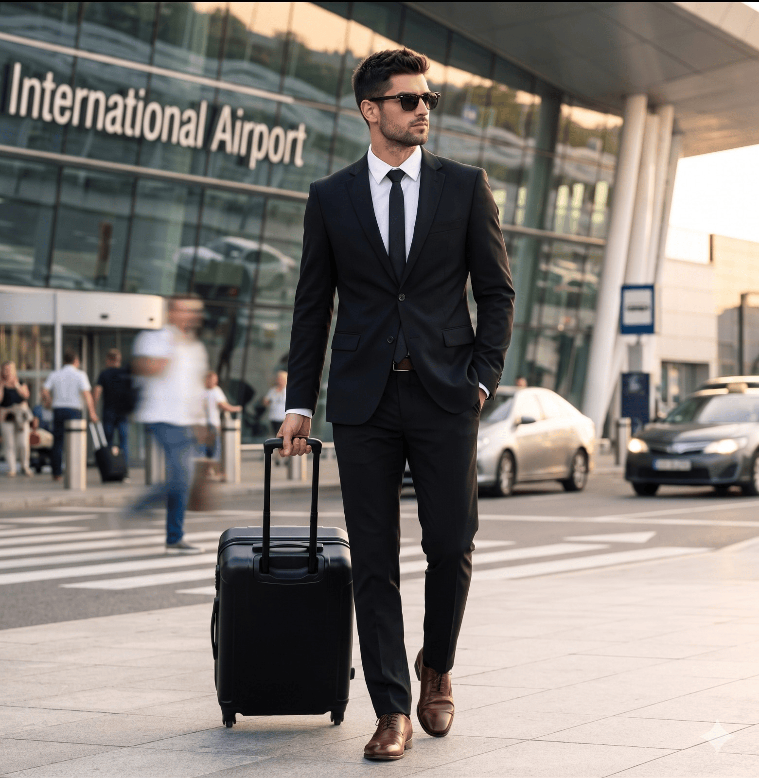 Result 1 for Airport Gentleman Stride AI Photo Editing Prompt