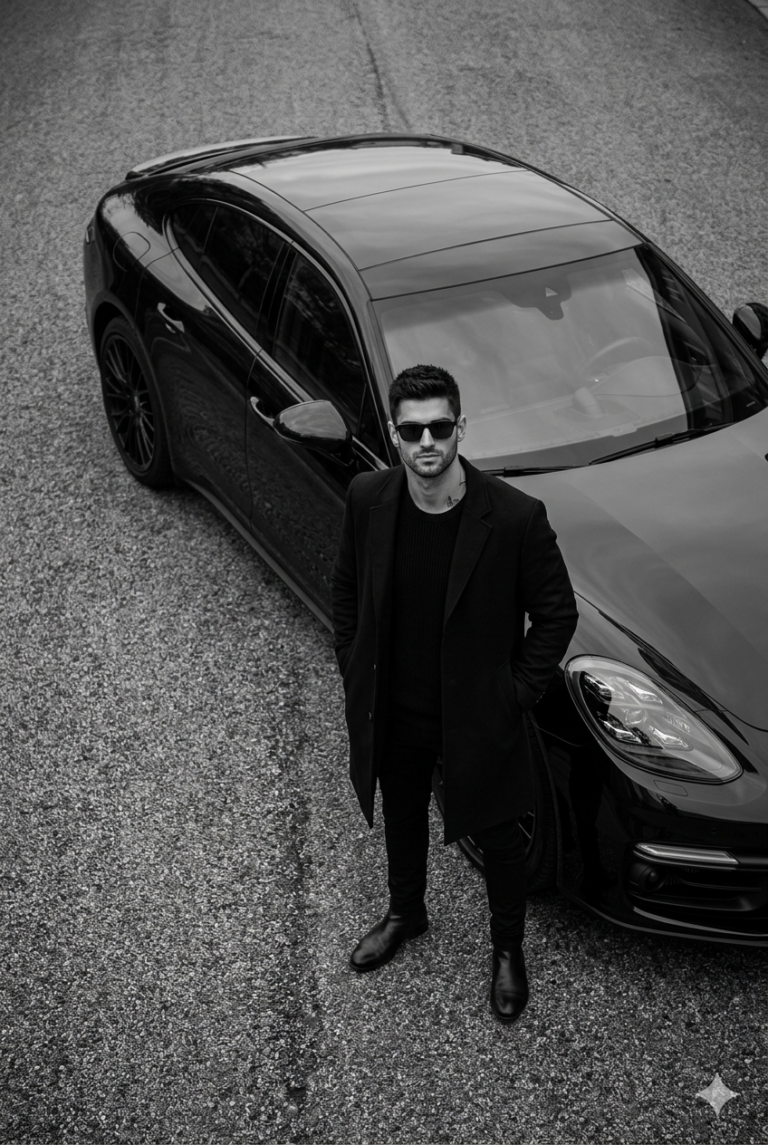 Result 1 for Monochrome Luxury Overhead AI Photo Editing Prompt