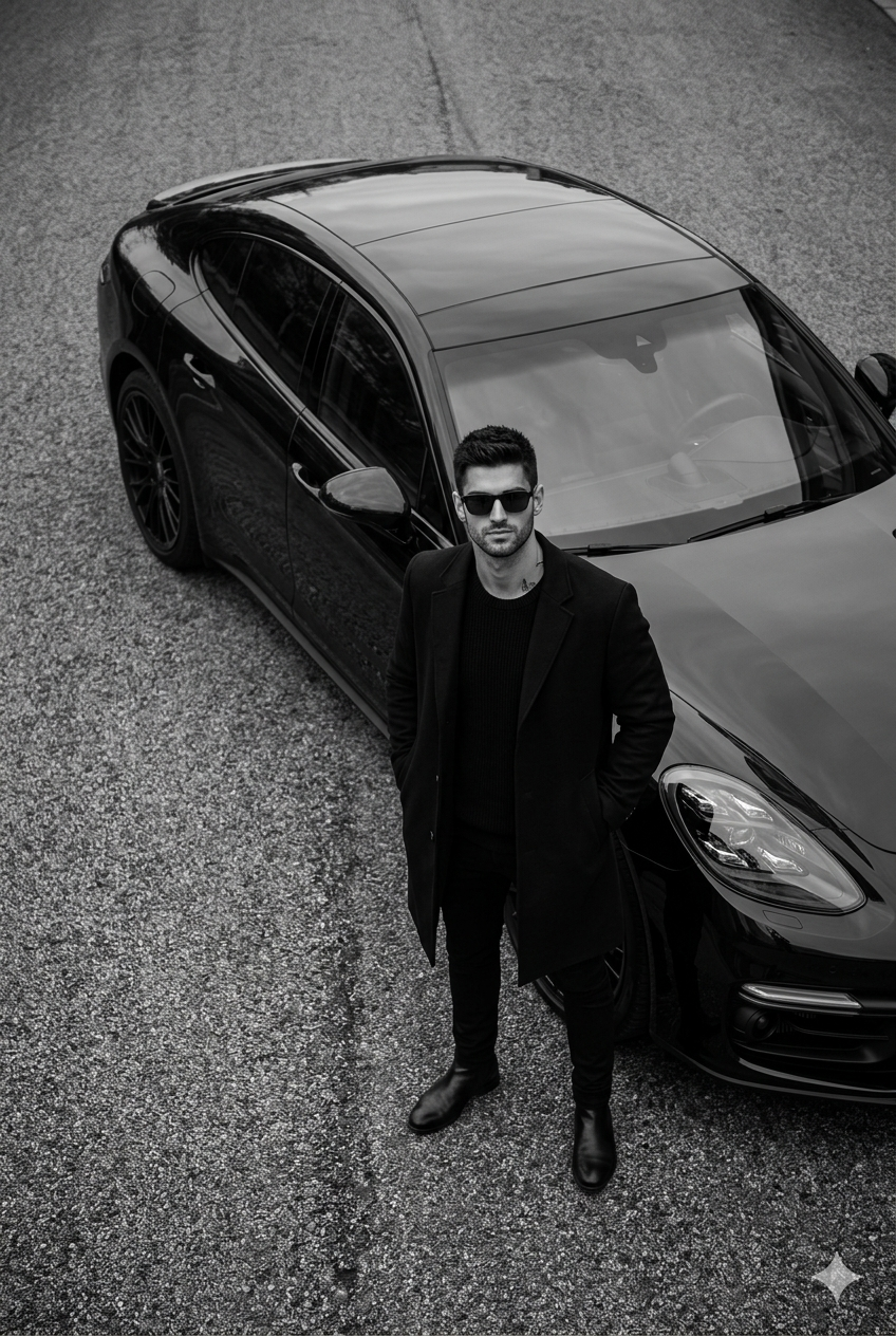 Result 1 for Monochrome Luxury Overhead AI Photo Editing Prompt