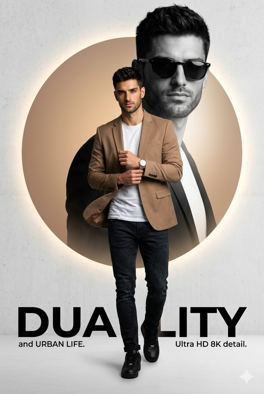 Result 1 for Split Persona Editorial AI Photo Editing Prompt