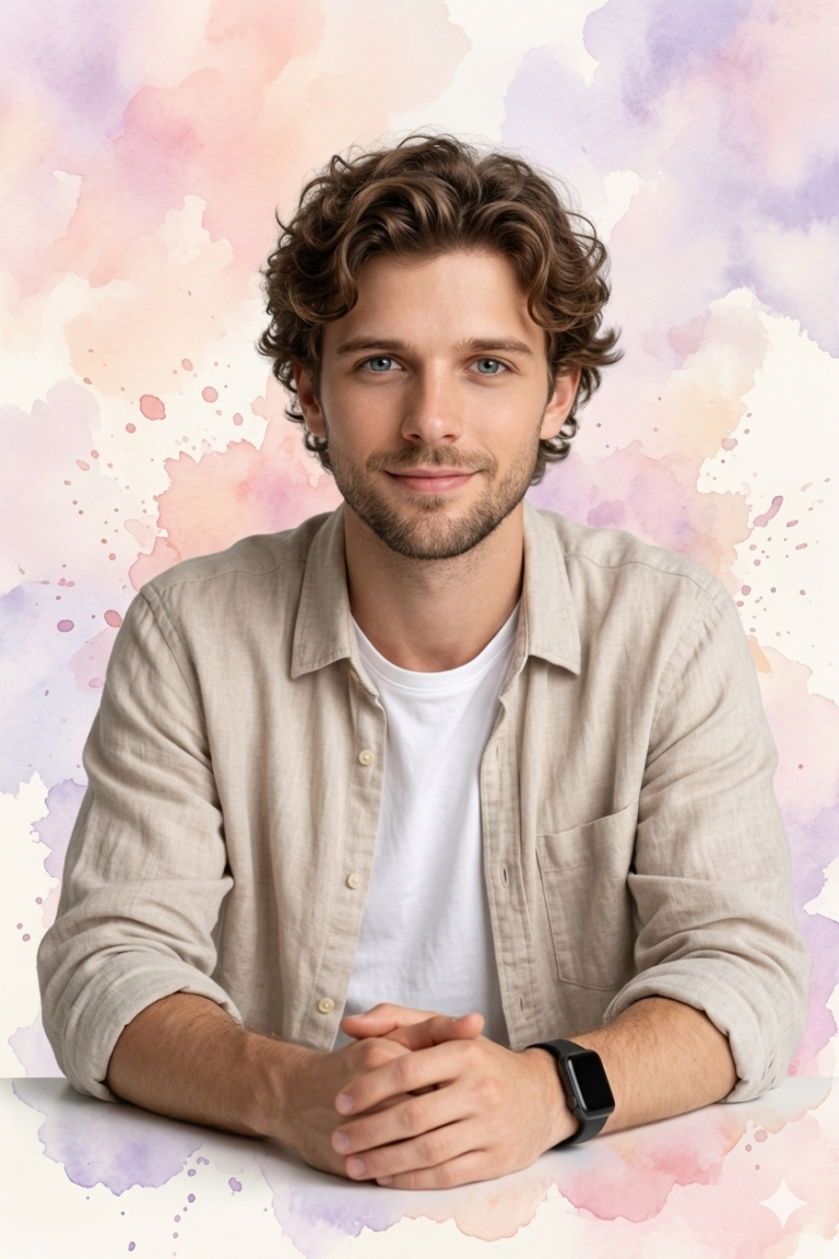 Result 1 for Pastel Watercolor Gentleman AI Photo Editing Prompt
