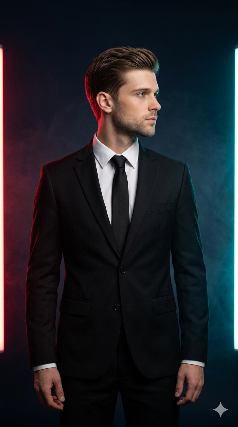 Result 1 for Neon Luxury Gentleman AI Photo Editing Prompt