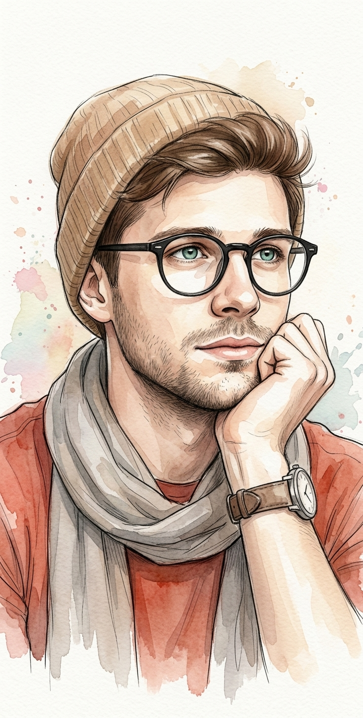 Result 1 for Watercolor Identity Portrait AI Photo Editing Prompt